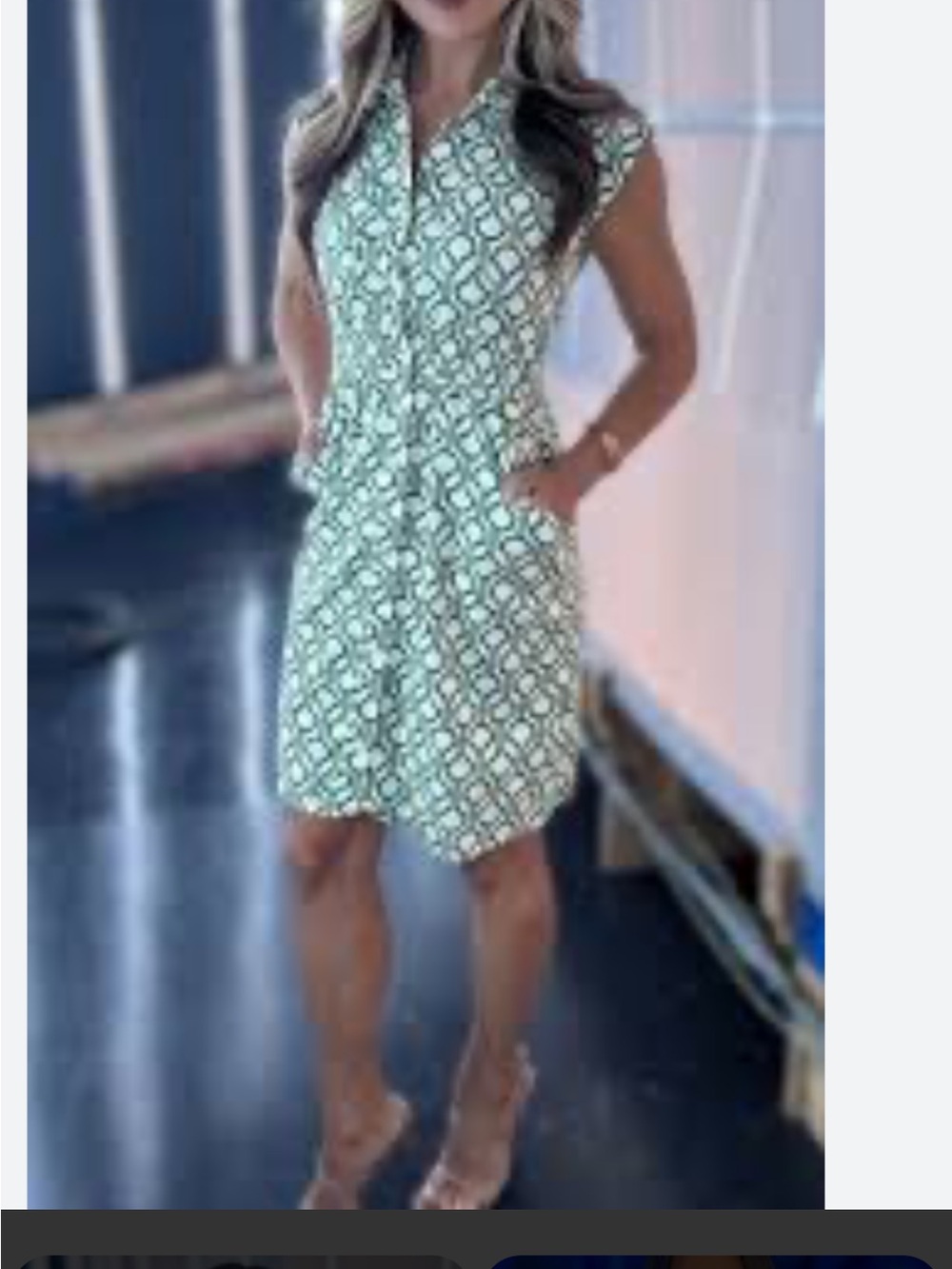 Monteau Mint Green Geometric Midi Shirt Dress